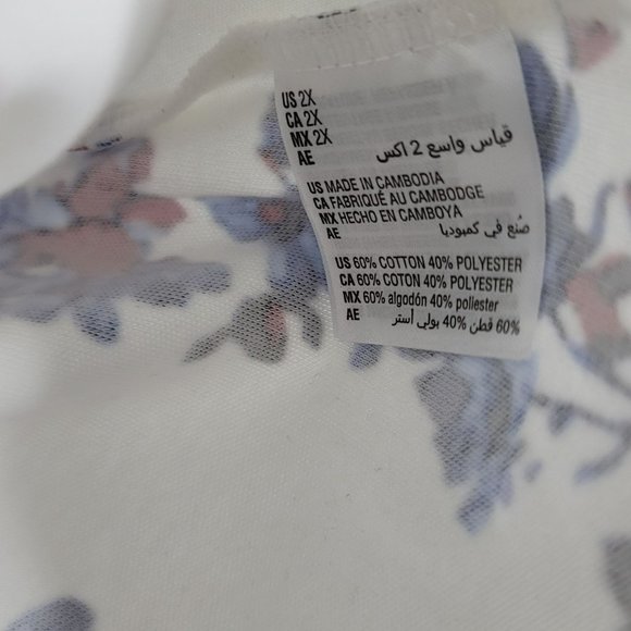 Karen Scott Short Sleeve T-shirt 2X Floral Red White Blue - Picture 4 of 6